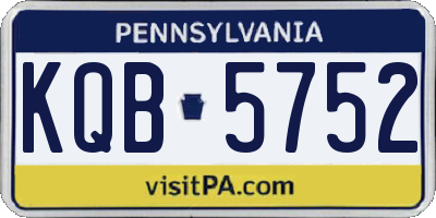 PA license plate KQB5752