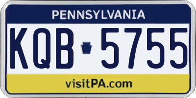 PA license plate KQB5755