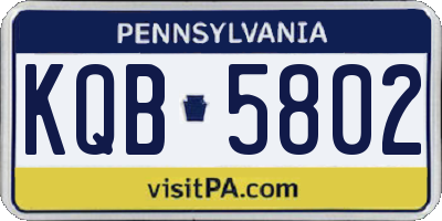 PA license plate KQB5802