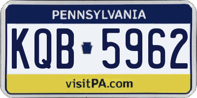 PA license plate KQB5962