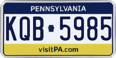 PA license plate KQB5985