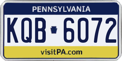 PA license plate KQB6072