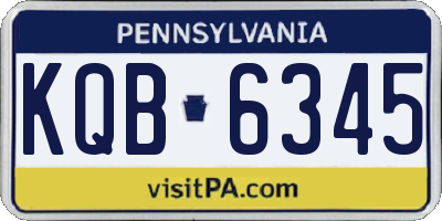 PA license plate KQB6345