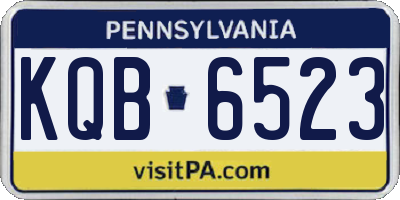 PA license plate KQB6523