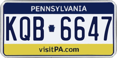 PA license plate KQB6647