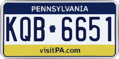 PA license plate KQB6651