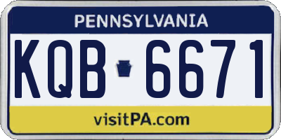 PA license plate KQB6671