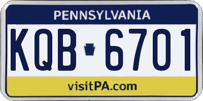 PA license plate KQB6701