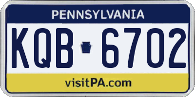 PA license plate KQB6702