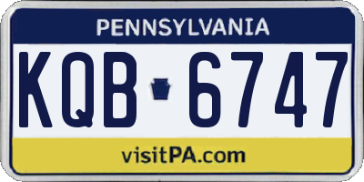 PA license plate KQB6747