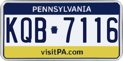 PA license plate KQB7116