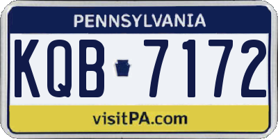 PA license plate KQB7172