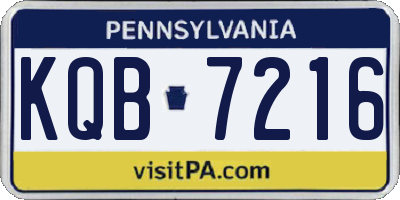 PA license plate KQB7216