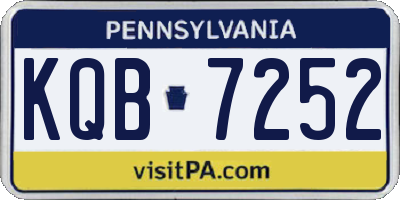 PA license plate KQB7252