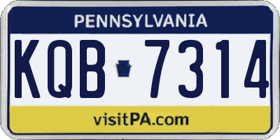 PA license plate KQB7314