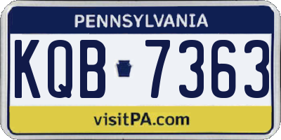 PA license plate KQB7363