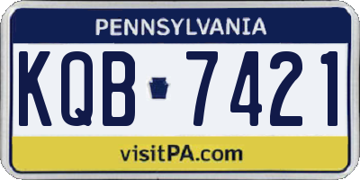 PA license plate KQB7421