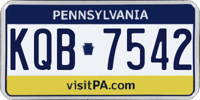 PA license plate KQB7542