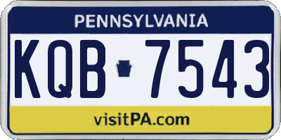PA license plate KQB7543