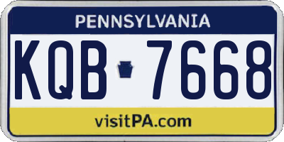 PA license plate KQB7668