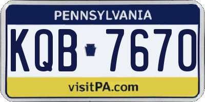 PA license plate KQB7670