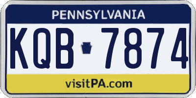 PA license plate KQB7874