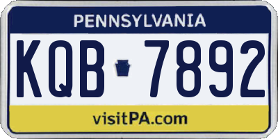 PA license plate KQB7892