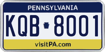PA license plate KQB8001