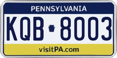 PA license plate KQB8003