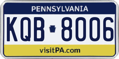 PA license plate KQB8006