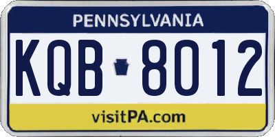 PA license plate KQB8012