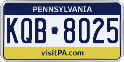 PA license plate KQB8025