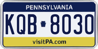 PA license plate KQB8030