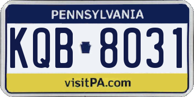 PA license plate KQB8031