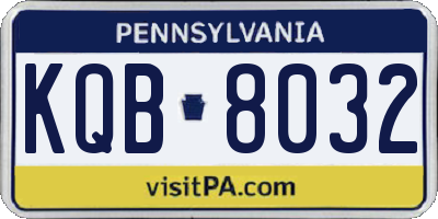 PA license plate KQB8032