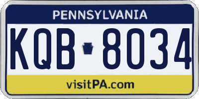 PA license plate KQB8034