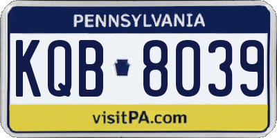 PA license plate KQB8039