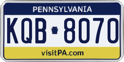 PA license plate KQB8070