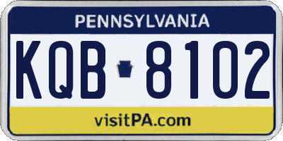 PA license plate KQB8102