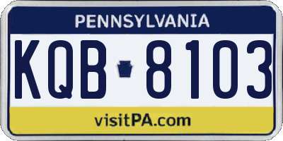 PA license plate KQB8103