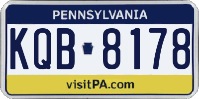 PA license plate KQB8178