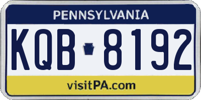 PA license plate KQB8192