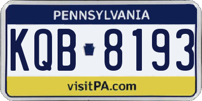 PA license plate KQB8193