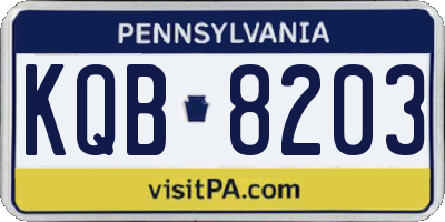 PA license plate KQB8203