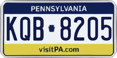 PA license plate KQB8205