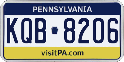 PA license plate KQB8206