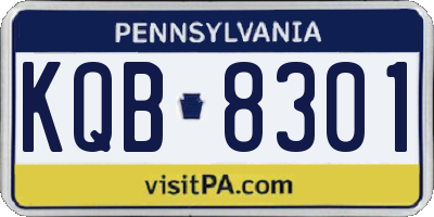 PA license plate KQB8301