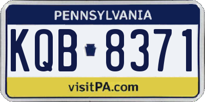 PA license plate KQB8371