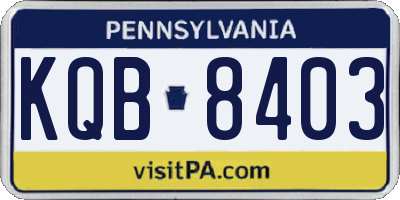 PA license plate KQB8403