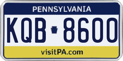 PA license plate KQB8600